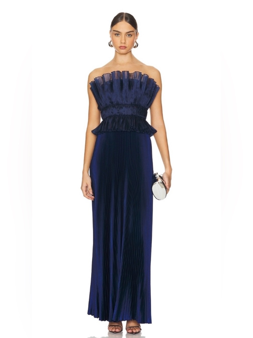 L'IDÉE Masquerade Deep Navy Pleated Strapless Maxi Dress XS NWT Read Description - Picture 5 of 16